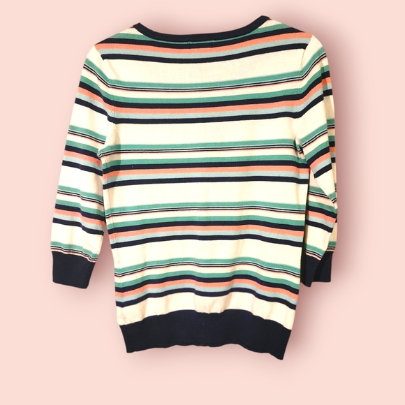 F&F chic Elbow Length Sleeved Button Up Striped Cardigan- Size 6 - Picture 5 of 7